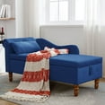 thumbnail image 1 of Chaise Chair, Storage Chaise Lounge Indoor, Modern Upholstered Sofa Recliner Lounge Chair for Living Room Bedroom Office, Navy Blue Velvet, 1 of 7