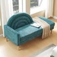 thumbnail image 1 of Chaise Longue with High-Density Sponge Arched Back & Right Armrest, Comfy Cushion, Sturdy Wood Frame, Up to 660 lbs Capacity, Linen Fabric, Ideal for Living Room, Study, and Bedroom, Turquoise, 1 of 11