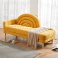 thumbnail image 1 of Chaise Longue with High-Density Sponge Arched Back & Right Armrest, Comfy Cushion, Sturdy Wood Frame, Up to 660 lbs Capacity, Linen Fabric, Ideal for Living Room, Study, and Bedroom, Yellow, 1 of 2