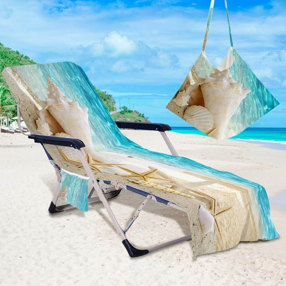 Chaise Lounge Chair Cover Microfiber Towel with Side Pockets Non-Slip for Beach Pool Camping Quick Dry Portable