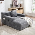 thumbnail image 1 of Chaise Lounge Chair Indoor, Oversized Boneless Sleeper Sofa Bed with 3 Pillows and Storage Pockets,Comfy Chenille Cloud Couch,Modern Deep Seat Reading Chair for Living Room, 1 of 7