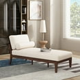 thumbnail image 1 of Chaise Lounge Chair Indoor, Upholstered Bedroom Chaise Lounge with Throw Pillow, Living Room Chaise Lounge Mid-century Style, Beige, 1 of 7