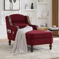 thumbnail image 1 of Chaise Lounge Chair Indoor, Upholstered Chenille Sleeper Sofa Bed with Wooden Armrests and Legs, Lazy Reading Chair Couch,  Bearing 500LBS, Red, 1 of 7