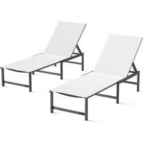 Chaise Lounge Chair Outdoor,Aluminum Patio Lounge Chairs Set of 2,Pool Lounge Chairs with 5 Adjustable Backrest and Headrest Pillows for Outside Beach，White
