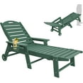 thumbnail image 1 of Chaise Lounge Chair Outdoor with Wheels, Adjustable 5-Position Chaise Lounge Outdoor with Wood Texture, Patio Lounge Chair for Poolside Backyard, Green, 1 of 8