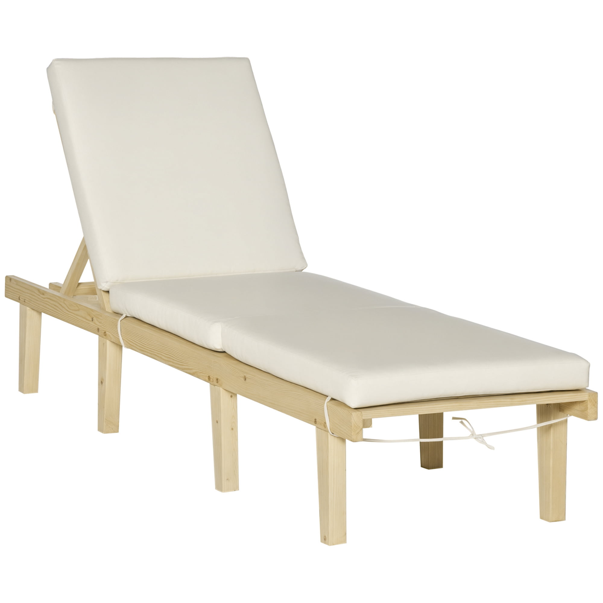 Chaise Lounge Chair for Outdoor, Wood Outdoor Chaise Lounge with 4 ...