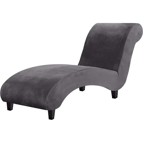 Chaise Lounge Cover, Velvet Chaise Lounge Couch Cover, High Stretch Chaise Slipcover, Luxury Lounge Chair Cover for Living Room, Soft Furniture Protector for Dog, Machine Washable(Grey)