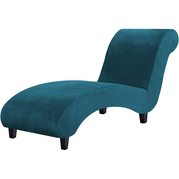 Chaise Lounge Cover, Velvet Chaise Lounge Couch Cover, High Stretch Chaise Slipcover, Luxury Lounge Chair Cover for Living Room, Soft Furniture Protector for Dog, Machine Washable(Dark Teal)