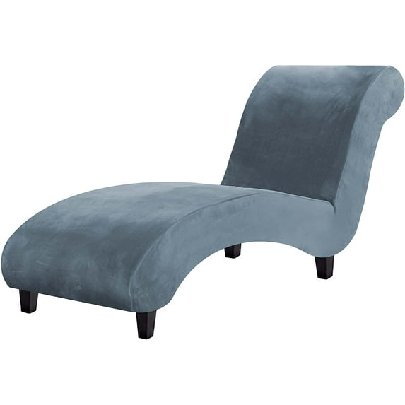 Chaise Lounge Cover, Velvet Chaise Lounge Couch Cover, High Stretch Chaise Slipcover, Luxury Lounge Chair Cover for Living Room, Soft Furniture Protector for Dog, Machine Washable(Stone Blue)