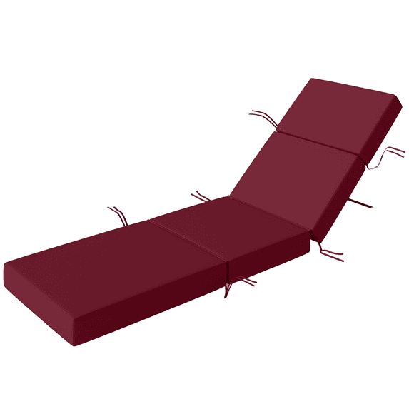 Chaise Lounge Cushion, 3.9" Thick Outdoor Lounge Chair Cushions with Ties for Patio, 21" x 72", Red