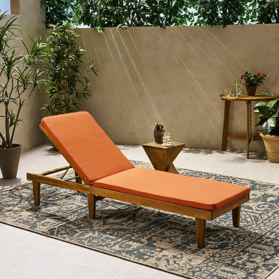 Chaise Lounge Cushion - Orange, Outdoor Use, Waterproof, 78.68 In X 23.07 1.54 In, 4.42 Lb, Zippered Cover Orange Lounger, 78.68x23.07x1.54