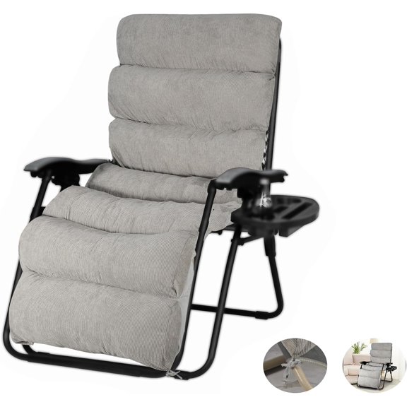Chaise Lounge Cushion for Patio Furniture,67 inch Zero Gravity Cushion Comfortable Thicker for Indoor Home Office or Outdoor Use,Gray