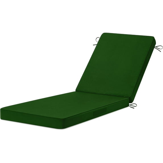 Chaise Lounge Cushions Outdoor, 72"x21"x3" Triple-Waterproof Outdoor Chair Cushion with Removable Cover, 4 Adjustable Ties Lounge Chair Cushions for Outdoor Furniture, Forest Green