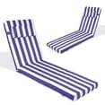 thumbnail image 1 of Chaise Lounge Cushions for Outdoor Furniture, Waterproof 72 x 21Inch Patio Lounge Cushion with Ties, 3 inch Thicks Patio Lounge Chair Cushion Replacement（blue white,2pcs), 1 of 6