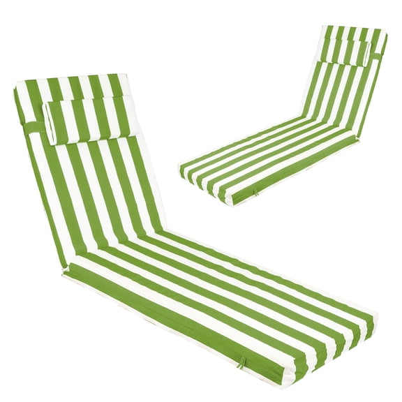 Chaise Lounge Cushions for Outdoor Furniture, Waterproof 72 x 21Inch Patio Lounge Cushion with Ties, 3 inch Thicks Patio Lounge Chair Cushion Replacement（grass white,2pcs)