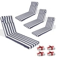 thumbnail image 1 of Chaise Lounge Cushions for Outdoor Furniture, Waterproof 72 x 21Inch Patio Lounge Cushion with Ties, 3 inch Thicks Patio Lounge Chair Cushion Replacement（navy white,4pcs), 1 of 6