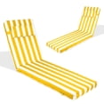 thumbnail image 1 of Chaise Lounge Cushions for Outdoor Furniture, Waterproof 72 x 21Inch Patio Lounge Cushion with Ties, 3 inch Thicks Patio Lounge Chair Cushion Replacement（yellow white,2pcs), 1 of 6
