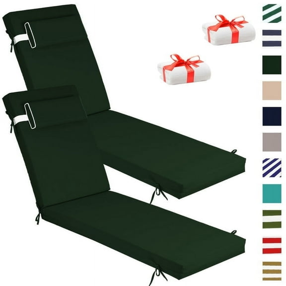 XXLYY Chaise Lounge Cushions Outdoor, Water-Resistant Patio Lounge Chair Cushion with Ties and Pillows, 3'' High-Density Foam Lounge Replacement Cushion for Lawn Pool
