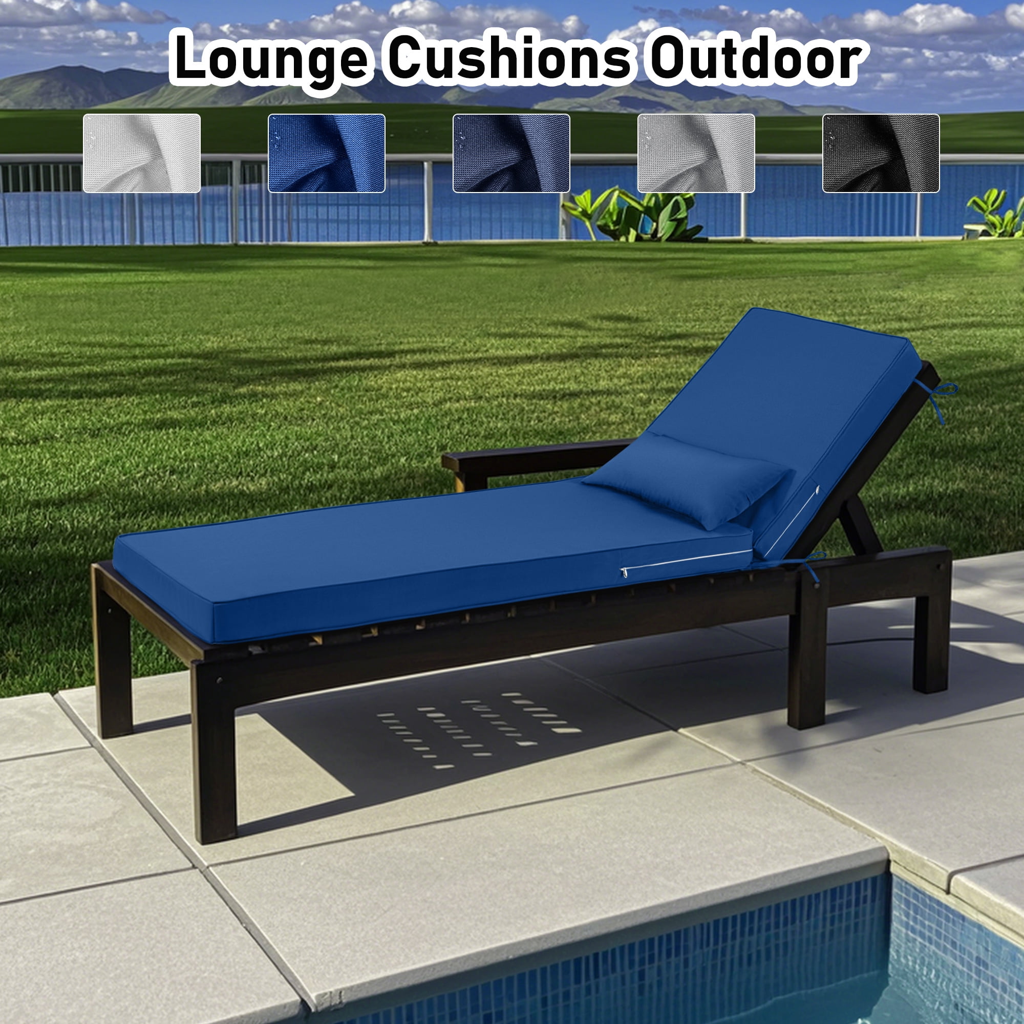 Chaise Lounge Cushions Outdoor - Waterproof and Fade Resistant Sun ...