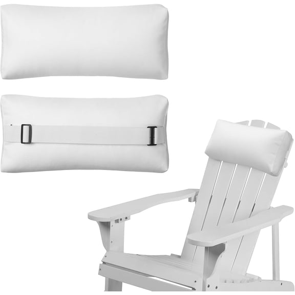 Chaise Lounge Head Pillow, 2 Pack Outdoor Patio Pillows with Adjustable Strap, Lounge Head Resting Pillow for Recliner Beach Pool Lounger Office Chair,Water Resistant White