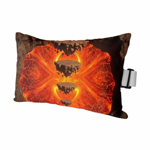 Chaise Lounge Headrest Pillow 1 Pack, Abstract Floating Rocks Waterproof Chair Pillows with Insert & Adjustable Elastic Strap for Beach Recliner, Red Lava Modern Minimalist Artistic Outdoor Pillow