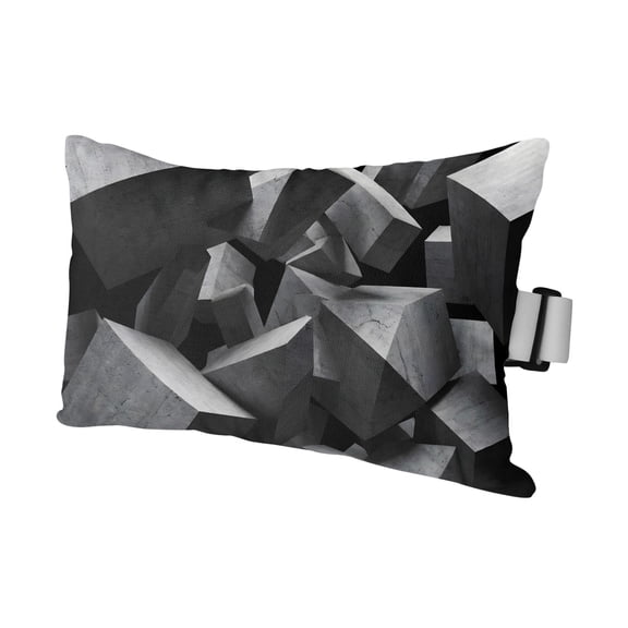 Chaise Lounge Headrest Pillow 1 Pack, Abstract Grey Waterproof Chair Pillows with Insert & Adjustable Elastic Strap for Beach Pool Recliner, Floating Stone Industrial Modernist Outdoor Patio Pillow