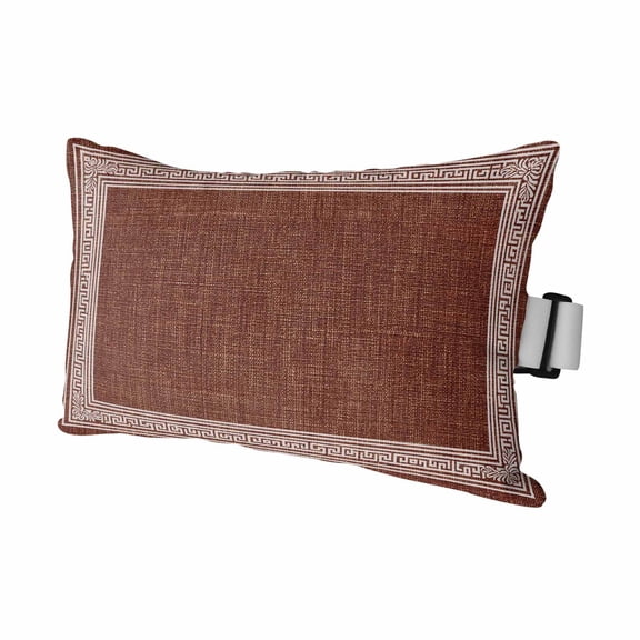 Chaise Lounge Headrest Pillow 1 Pack, Coffee Brown Retro Greek Key Waterproof Chair Pillows with Insert & Adjustable Elastic Strap for Beach Pool, Geometric Greece Ancient Farmhouse Outdoor Pillow