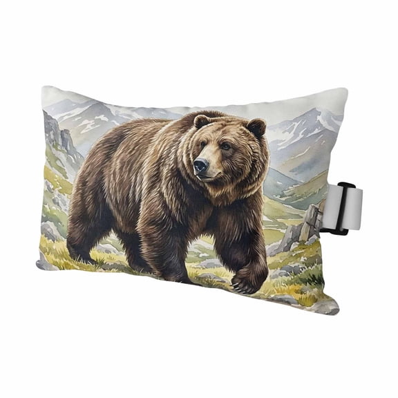 Chaise Lounge Headrest Pillow 1 Pack, Farm Bear Waterproof Chair Pillows with Insert & Adjustable Elastic Strap for Beach Pool Recliner, Mountain Lodge Farmhouse Forest Wilderness Outdoor Pillow