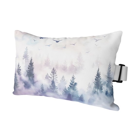 Chaise Lounge Headrest Pillow 1 Pack, Forest Mountain Waterproof Chair Pillows with Insert & Adjustable Elastic Strap for Beach Pool Recliner, Nature Tree Scenery Sky Birds Outdoor Patio Pillow