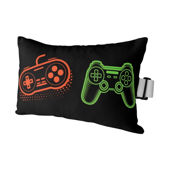 Chaise Lounge Headrest Pillow 1 Pack, Game Controller Waterproof Chair Pillows with Insert & Adjustable Elastic Strap for Beach Pool Recliner, Modern Art Gaming Handheld Black Outdoor Patio Pillow