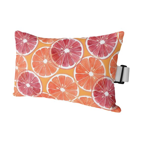 Chaise Lounge Headrest Pillow 1 Pack, Grapefruit Citrus Waterproof Chair Pillows with Insert & Adjustable Elastic Strap for Beach Pool Recliner, Summer Red Orange Fruits Outdoor Patio Pillow
