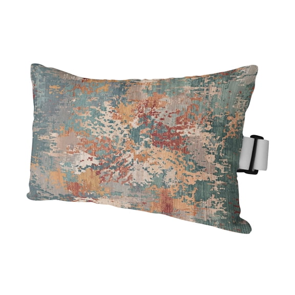 Chaise Lounge Headrest Pillow 1 Pack, Green Brown Copper Rust Waterproof Chair Pillows with Insert & Adjustable Elastic Strap for Beach Recliner, Retro Industrial Mottled Art Outdoor Patio Pillow