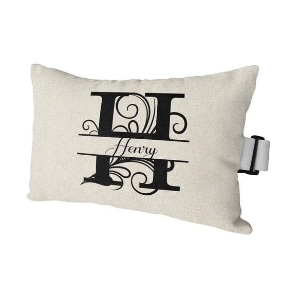 Chaise Lounge Headrest Pillow 1 Pack, Letter H Waterproof Chair Pillows with Insert & Adjustable Elastic Strap for Beach Pool Recliner, Monogram Words Outdoor Patio Pillow