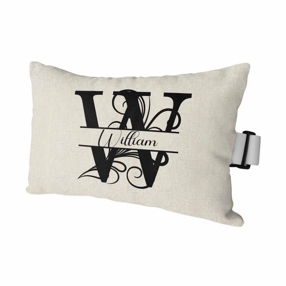 Chaise Lounge Headrest Pillow 1 Pack, Letter W Waterproof Chair Pillows with Insert & Adjustable Elastic Strap for Beach Pool Recliner, Monogram Words Outdoor Patio Pillow