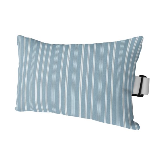 Chaise Lounge Headrest Pillow 1 Pack, Light Blue Striped Waterproof Chair Pillows with Insert & Adjustable Elastic Strap for Beach Pool Recliner, Farmhouse Stripes Modern Vintage Outdoor Patio Pillow