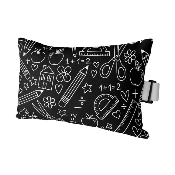 Chaise Lounge Headrest Pillow 1 Pack, Mathematics Tools Sketch Waterproof Chair Pillows with Insert & Adjustable Elastic Strap for Beach Pool Recliner, Black Modern Abstract Icons Outdoor Pillow