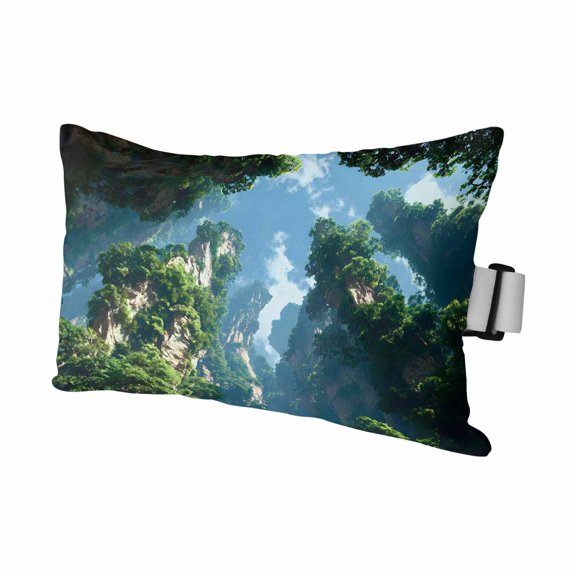 Chaise Lounge Headrest Pillow 1 Pack, Mountains Clouds Waterproof Chair Pillows with Insert & Adjustable Elastic Strap for Beach Pool Recliner, Nature Minimalist Modern Outdoor Patio Pillow