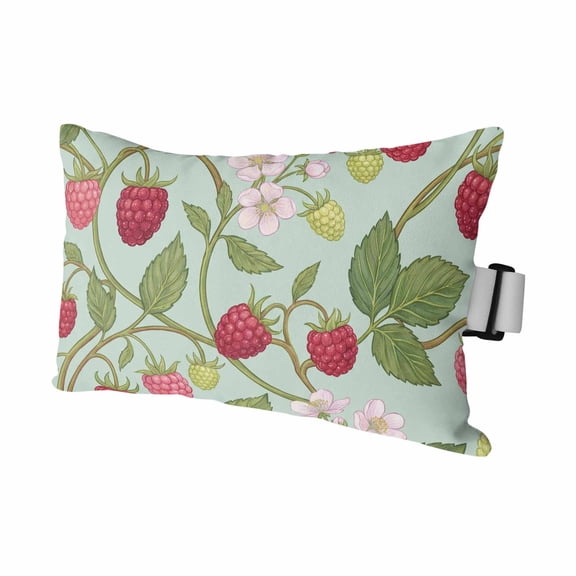 Chaise Lounge Headrest Pillow 1 Pack, Raspberries Farmhouse Waterproof Chair Pillows with Insert & Adjustable Elastic Strap for Beach Pool Recliner, Sage Green Vines Botanical Floral Outdoor Pillow