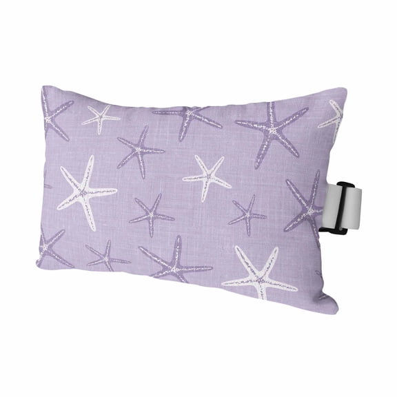 Chaise Lounge Headrest Pillow 1 Pack, Retro Lilac Starfish Waterproof Chair Pillows with Insert & Adjustable Elastic Strap for Beach Recliner, Summer Coastal Beach Marine Life Outdoor Patio Pillow
