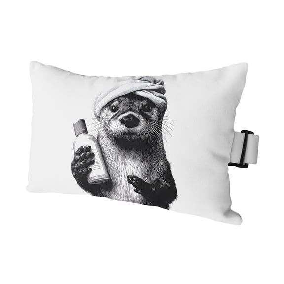 Chaise Lounge Headrest Pillow 1 Pack, Sea Otter Waterproof Chair Pillows with Insert & Adjustable Elastic Strap for Beach Pool Recliner, Shampoo Towel Funny Animal Outdoor Patio Pillow