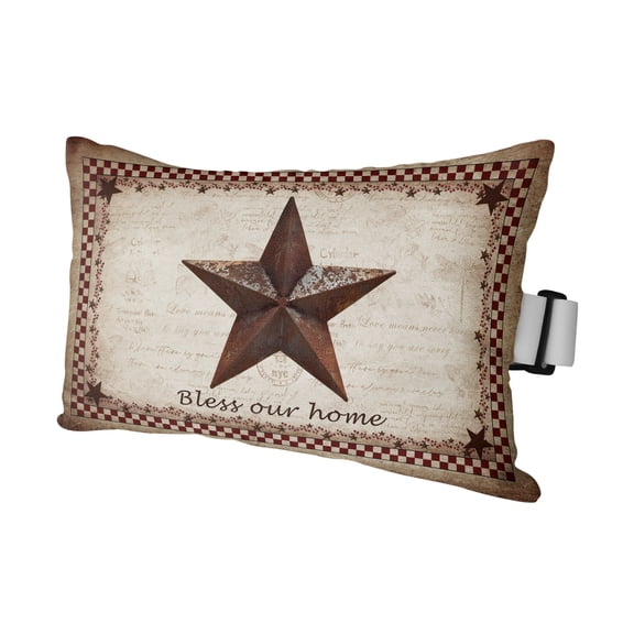 Chaise Lounge Headrest Pillow 1 Pack, Texas Star Vintage Waterproof Chair Pillows with Insert & Adjustable Elastic Strap for Beach Pool, Bless Our Home Western Stars Country Outdoor Patio Pillow