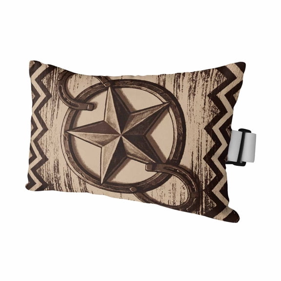 Chaise Lounge Headrest Pillow 1 Pack, Texas Stars Rustic Waterproof Chair Pillows with Insert & Adjustable Elastic Strap for Beach Pool Recliner, Brown Farmhouse Vintage Wooden Grain Outdoor Pillow