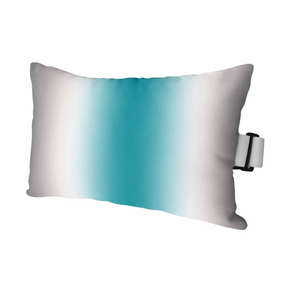 Chaise Lounge Headrest Pillow 1 Pack, Turquoise Gray Ombre Waterproof Chair Pillows with Insert & Adjustable Elastic Strap for Beach Pool, Farmhouse Teal Gradient Modern Art Outdoor Patio Pillow