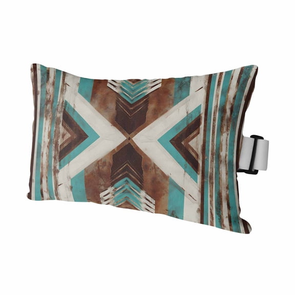 Chaise Lounge Headrest Pillow 1 Pack, Western Rustic Waterproof Chair Pillows with Insert & Adjustable Elastic Strap for Beach Pool Recliner, Aztec Ethnic Tribal Geometric Patterns Outdoor Pillow