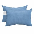 thumbnail image 1 of Chaise Lounge Headrest Pillow 2 Pack, Blue Burlap Texture Waterproof Chair Pillows with Insert & Adjustable Elastic Strap for Beach Pool Recliner, Farmhouse Vintage Blue Outdoor Patio Pillow, 1 of 9