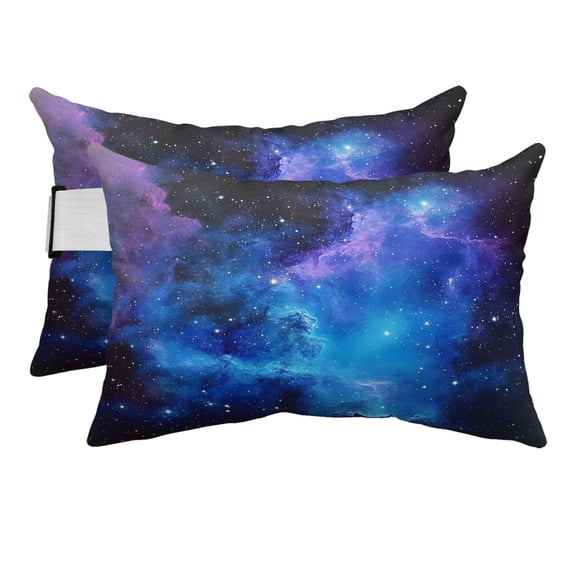 Chaise Lounge Headrest Pillow 2 Pack, Blue Purple Sky Waterproof Chair Pillows with Insert & Adjustable Elastic Strap for Beach Pool Recliner, Abstract Modern Stars Space Outdoor Patio Pillow