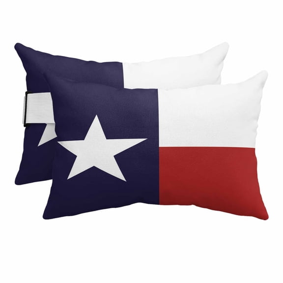 Chaise Lounge Headrest Pillow 2 Pack, Blue Red White Texas Flag with Star, Waterproof Chair Pillows with Insert & Adjustable Elastic Strap for Beach Pool, Minimalistic Geometric Stripe Outdoor Pillow
