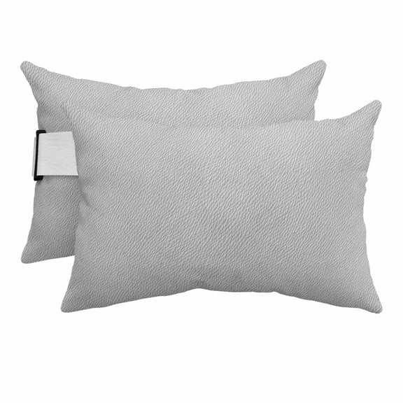 Chaise Lounge Headrest Pillow 2 Pack, Grey Waterproof Chair Pillows with Insert & Adjustable Elastic Strap for Beach Pool Recliner, Vintage Leather Patterned Texture Solid Modern Outdoor Patio Pillow