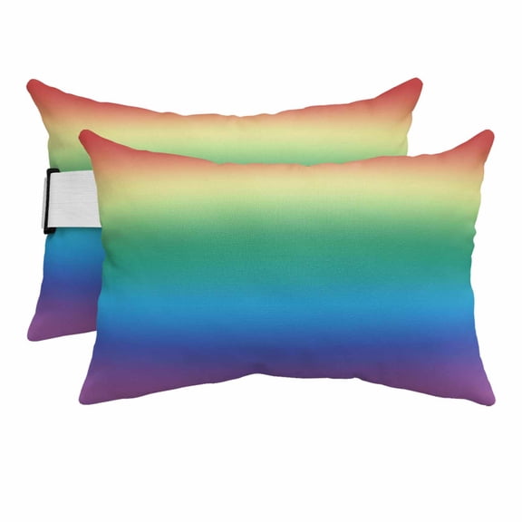 Chaise Lounge Headrest Pillow 2 Pack, Rainbow Colors Ombre Cream Waterproof Chair Pillows with Insert & Adjustable Elastic Strap for Beach Pool, Modern Abstract Art Aesthetics Outdoor Patio Pillow