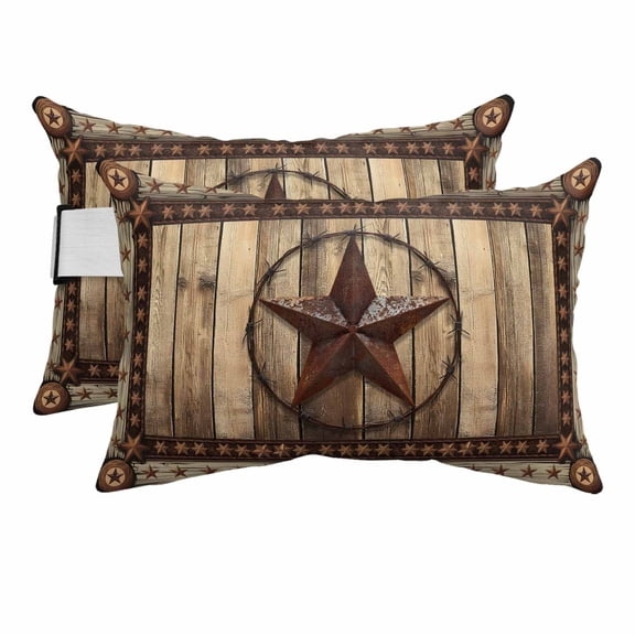 Chaise Lounge Headrest Pillow 2 Pack, Western Farmhouse Waterproof Chair Pillows with Insert & Adjustable Elastic Strap for Beach Pool, Primitive Rustic Country Retro Texas Star Outdoor Patio Pillow